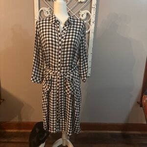 The Limited Black and White Shirt Dress with Belt